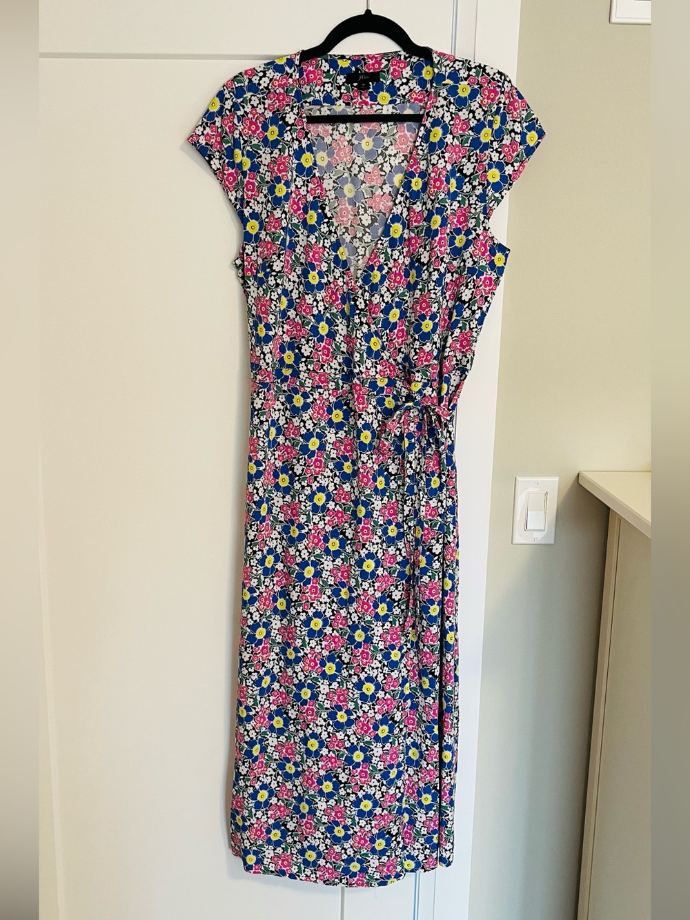 J.Crew Floral Viscose Wrap Dress — Size M